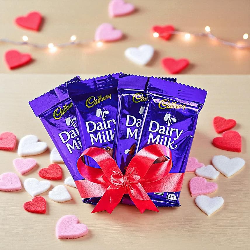 Romantic Red Teddy Delight Dairy Milk Chocolates view 2