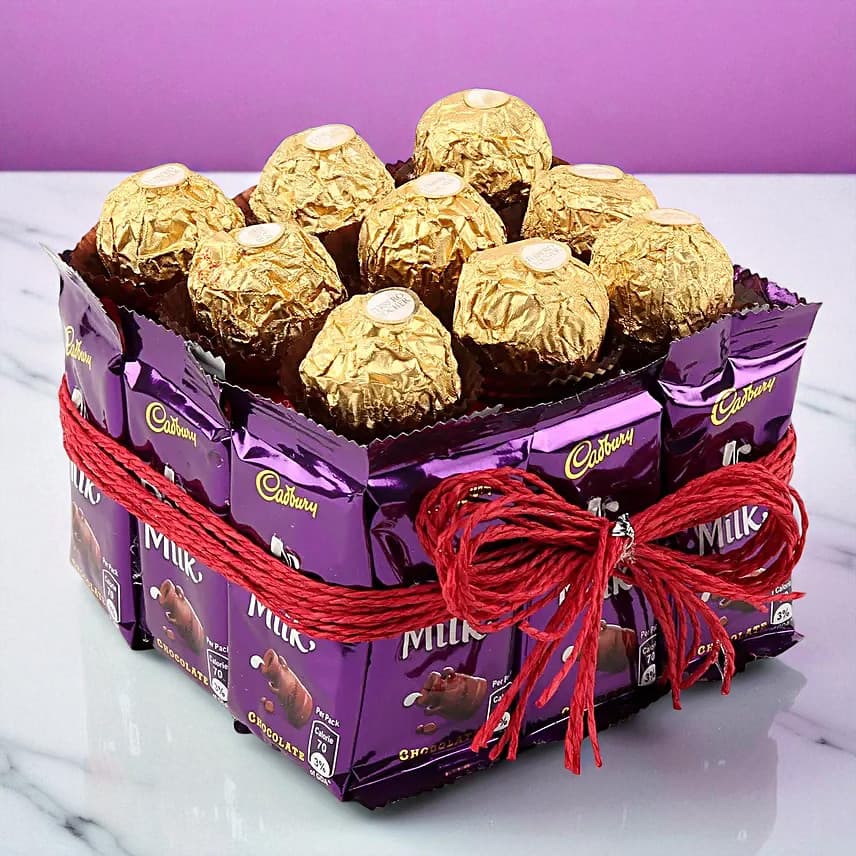 Enchanting Ferrero Rocher & Dairy Milk Vase view 3