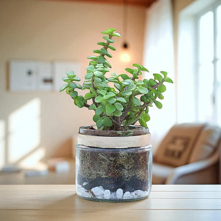 Jade Plant Mason Jar Terrarium view 1