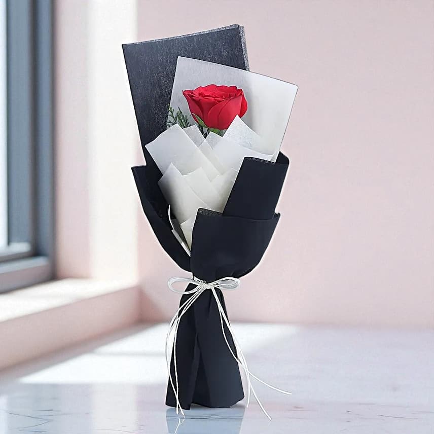 Exotic Single Red Rose view 2