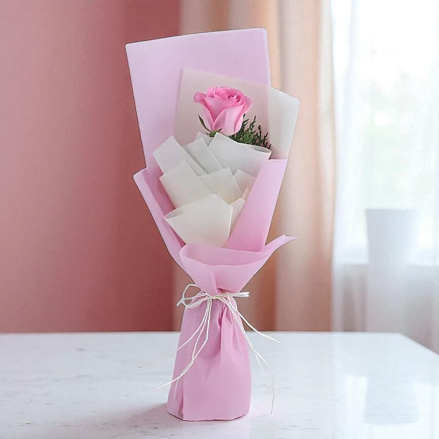 Blushing Pink Rose Bouquet & Chocolate Cake view 1