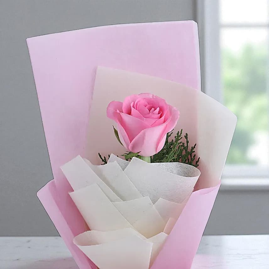 Blushing Pink Rose Bouquet & Chocolate Cake view 3