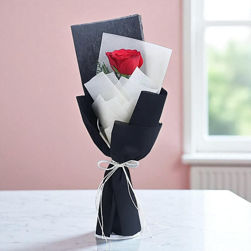 Love Red Rose Bouquet & Butterscotch Cake view 1