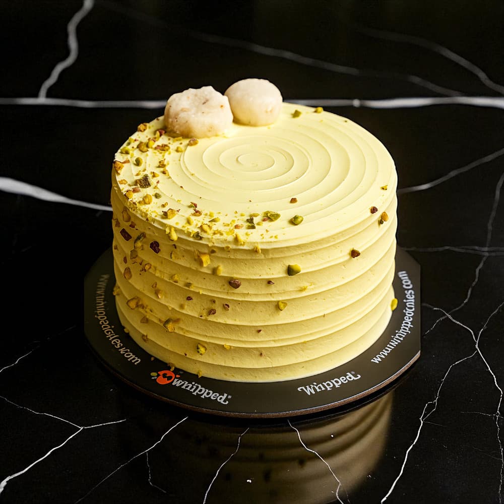 Vanilla Flavored Pista Rasmalai Cake