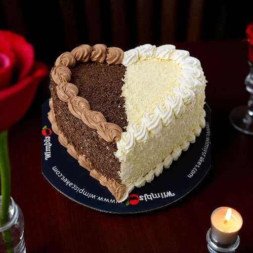 Mixed Choco Vanila Heart Shape Cake
