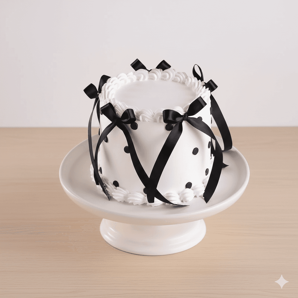 Black and White Ribbon Cakes