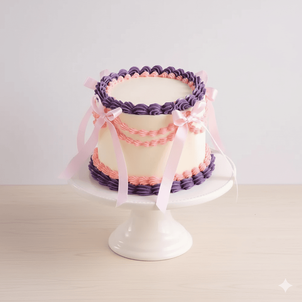 Lavender Blush Ribbon Cake