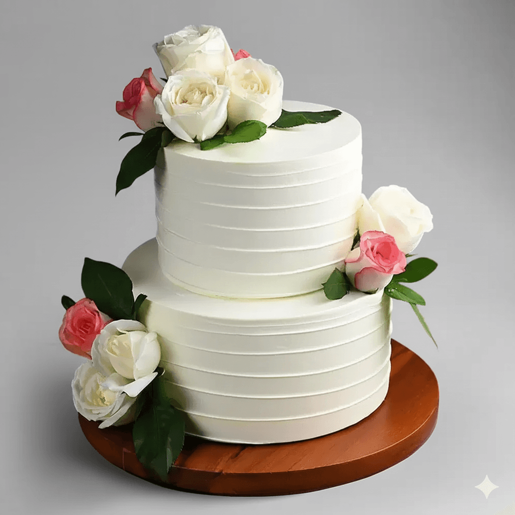 White Roses & Pearl Cake