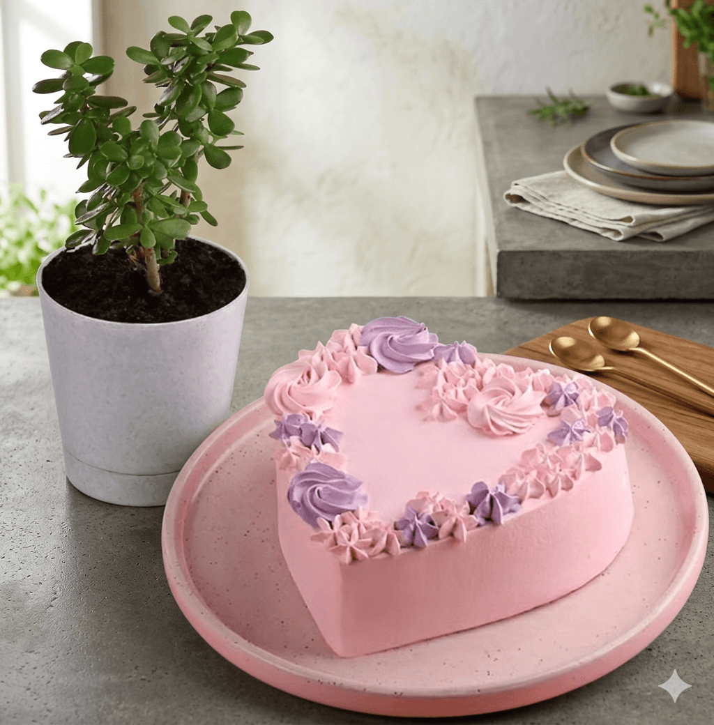 Jade plant N Choco Heart Cake