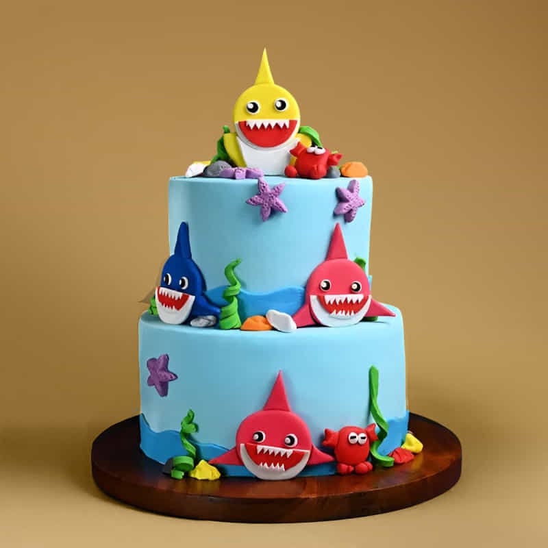 Baby Shark Two Tier Theme Cake
