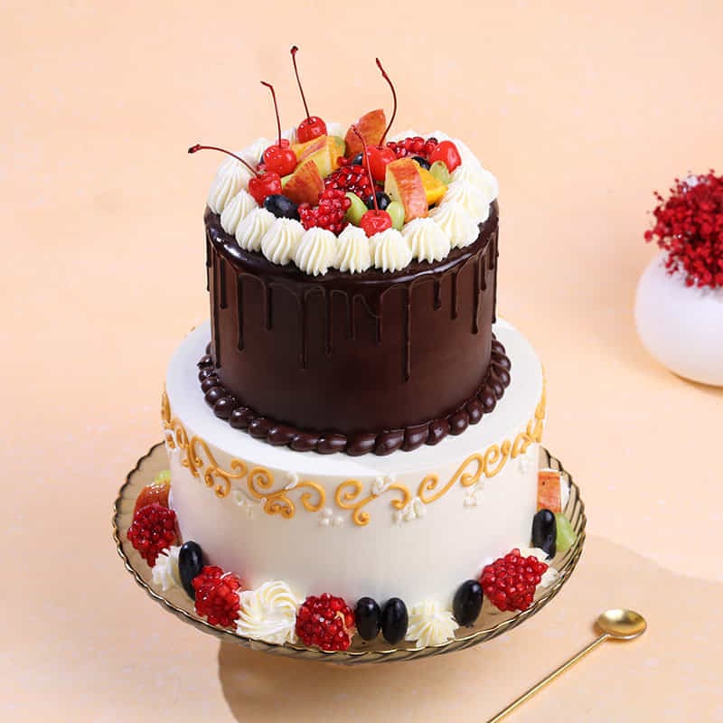 Two Tier Fruit Theme Cake