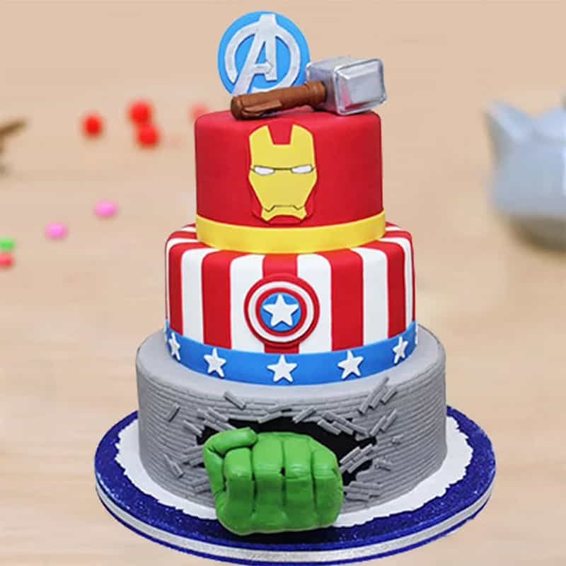 3 Tier Avengers Fondant Cake