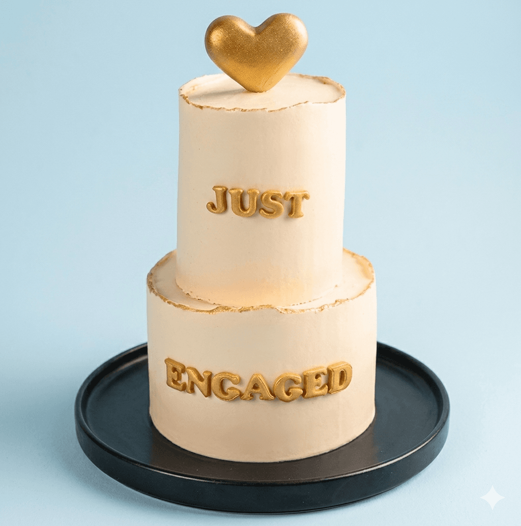 Golden Heart Engagement Cake