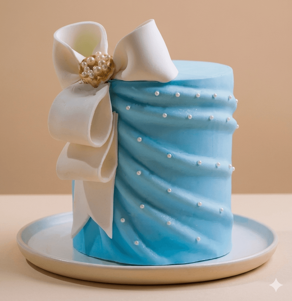 Pearls N Drapes Bow Cake