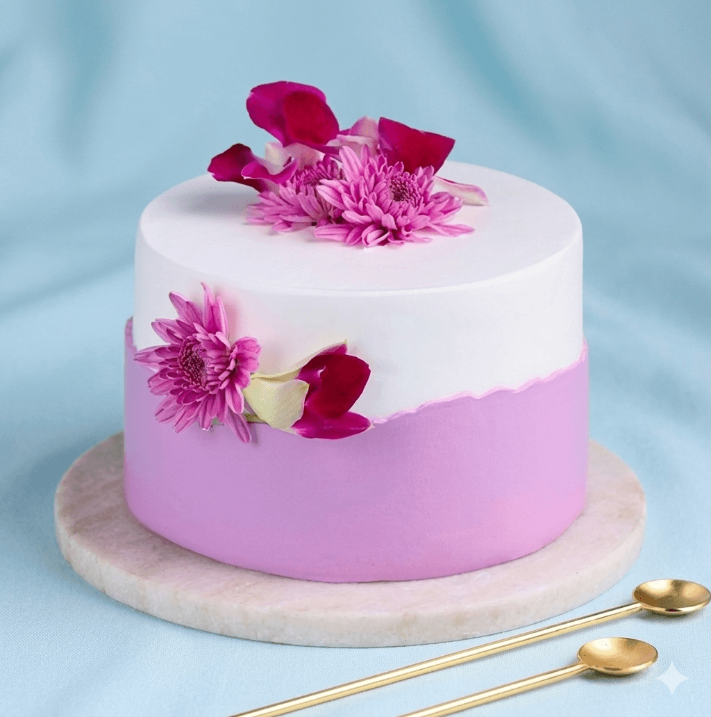 Pink Petal Kissed Vanilla Cake