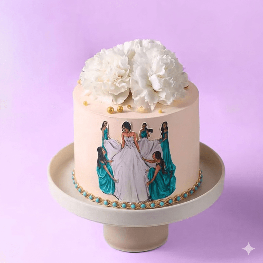 Bride and Bridesmaids Wedding Cake