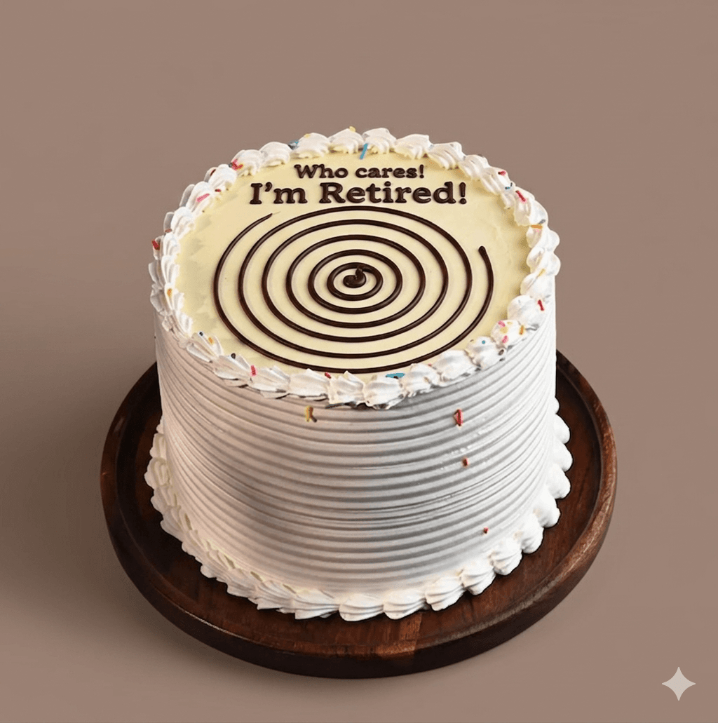 I Am Retired Clock Theme Cake