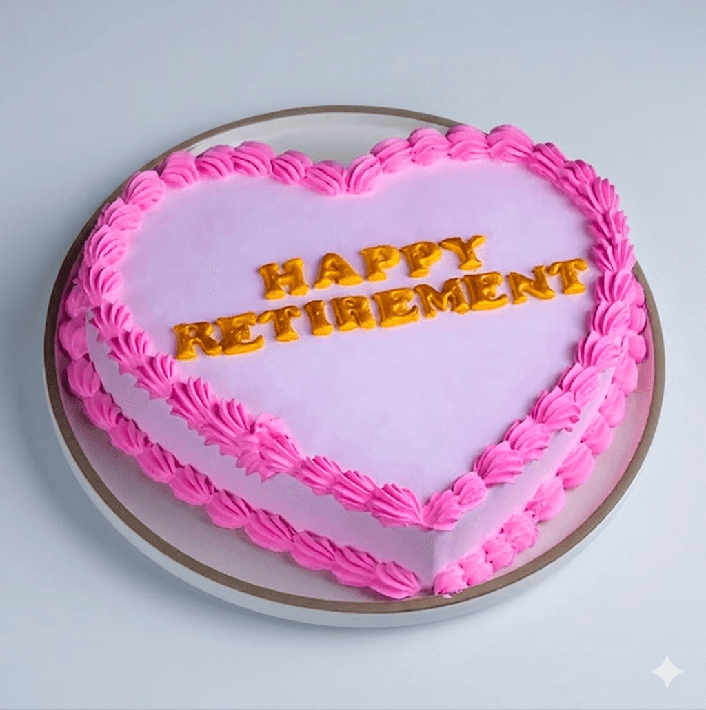 Happy Retirement Heart Cake