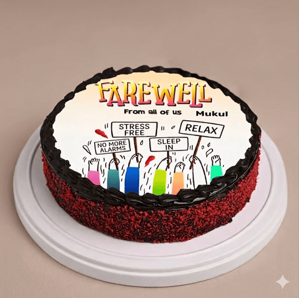 Farewell Wishes Choco Red Velvet Cake
