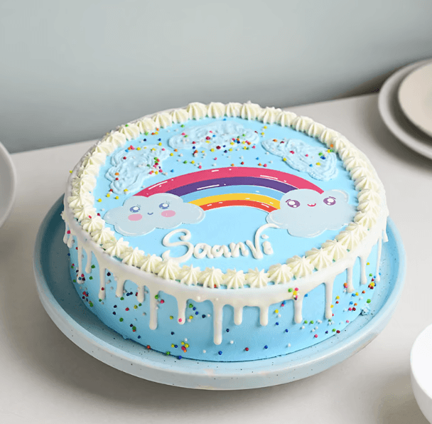 Cheerful Rainbow N Cloud Cake